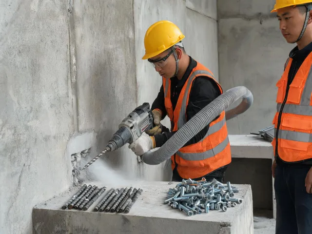 Concrete drilling with dust extraction